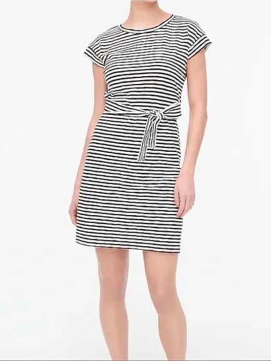 J. Crew Dresses & Skirts - J. Crew Black and White Striped Tie-Waist Mini Dress